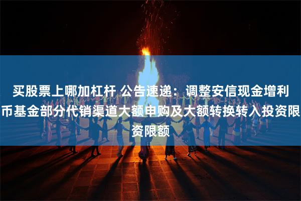 买股票上哪加杠杆 公告速递：调整安信现金增利货币基金部分代销渠道大额申购及大额转换转入投资限额
