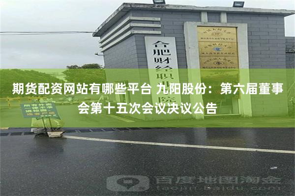 期货配资网站有哪些平台 九阳股份：第六届董事会第十五次会议决议公告