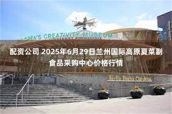 配资公司 2025年6月29日兰州国际高原夏菜副食品采购中心价格行情