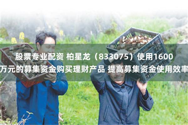 股票专业配资 柏星龙(833075)使用1600万元的募集资金购买理财产品 提高募集资金使用效率